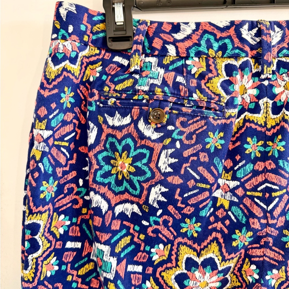 Lands’ End Mosaic Cropped Chino Pants Women’s 6 Mid Rise Coastal Preppy - Picture 6 of 11